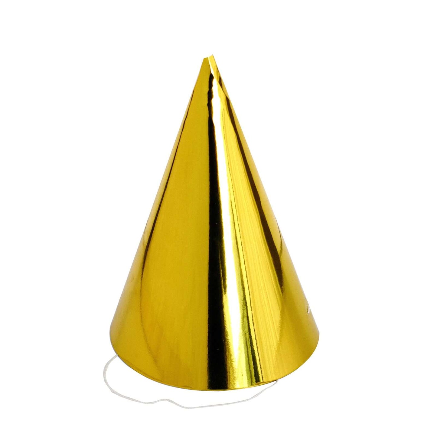 25 Pack Mixed Metallic Foil Cone Party Hats, Pre-Strung Paper Birthday Hats - 5"x7"