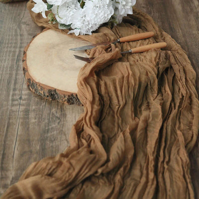 Gauze Cheesecloth 10ft Table Runner Taupe - Rustic Boho Style - Runners