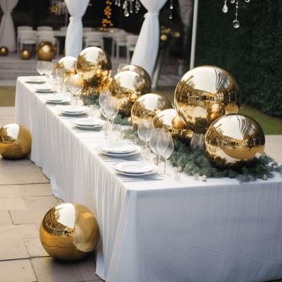 Gazing Globe Mirror Ball Reflective Hollow Stainless Steel Gold Sphere - Decorative Garden Display Piece 16’’