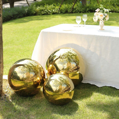 Gazing Globe Mirror Ball Reflective Hollow Stainless Steel Gold Sphere - Decorative Garden Accent Piece 20’’