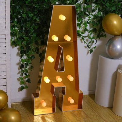 Giant LED Marquee Light Up Letter ’A’ Gold 4ft Pre-Cut Foam Board with 10 Warm White Battery Operated LEDs Glue Gun