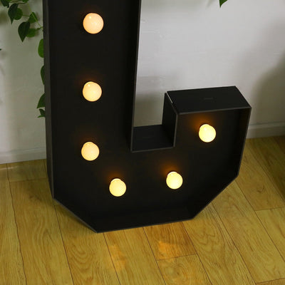 Giant LED Marquee Light Up Letter ’C’ Black 4ft Pre-Cut Foam Board with 10 Warm White Battery Operated LEDs Glue Gun