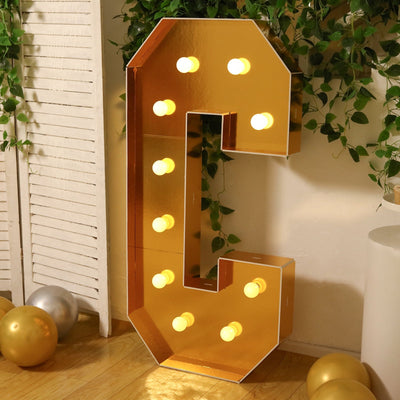 Giant LED Marquee Light Up Letter ’C’ Gold 4ft Pre-Cut Foam Board with 10 Warm White Battery Operated LEDs Glue Gun