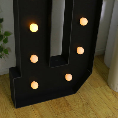 Giant LED Marquee Light Up Letter ’D’ Black 4ft Pre-Cut Foam Board with 10 Warm White Battery Operated LEDs Glue Gun