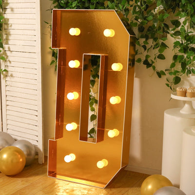 Giant LED Marquee Light Up Letter ’D’ Gold 4ft Pre-Cut Foam Board with 10 Warm White Battery Operated LEDs Glue Gun