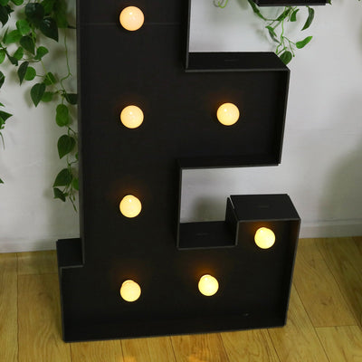 Giant LED Marquee Light Up Letter ’E’ Black 4ft Pre-Cut Foam Board with 10 Warm White Battery Operated LEDs Glue Gun