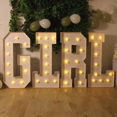 Giant LED Marquee Light Up Letter ’G’ White 4ft Pre-Cut Foam Board with 10 Warm White Battery Operated LEDs Glue Gun