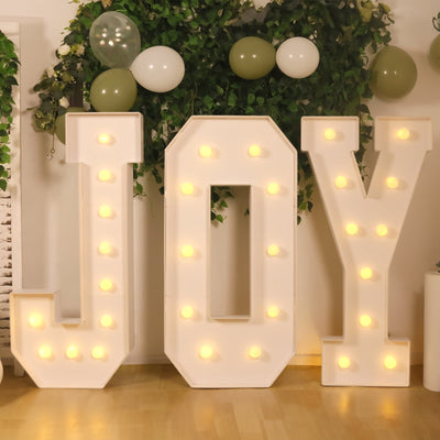 Giant LED Marquee Light Up Letter ’J’ White 4ft Pre-Cut Foam Board with 10 Warm White Battery Operated LEDs Glue Gun