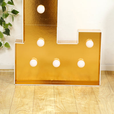 Giant LED Marquee Light Up Letter ’L’ Gold 4ft Pre-Cut Foam Board with 10 Warm White Battery Operated LEDs Glue Gun