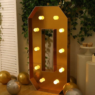 Giant LED Marquee Light Up Letter ’O’ Gold 4ft Pre-Cut Foam Board with 10 Warm White Battery Operated LEDs Glue Gun