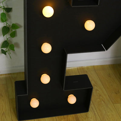 Giant LED Marquee Light Up Letter ’P’ Black 4ft Pre-Cut Foam Board with 10 Warm White Battery Operated LEDs Glue Gun