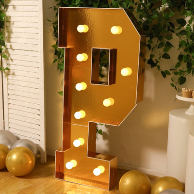 Giant LED Marquee Light Up Letter ’P’ Gold 4ft Pre-Cut Foam Board with 10 Warm White Battery Operated LEDs Glue Gun