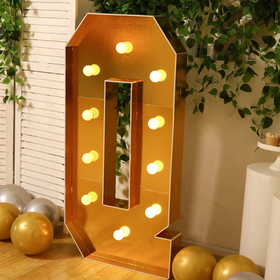 Giant LED Marquee Light Up Letter ’Q’ Gold 4ft Pre-Cut Foam Board with 10 Warm White Battery Operated LEDs Glue Gun