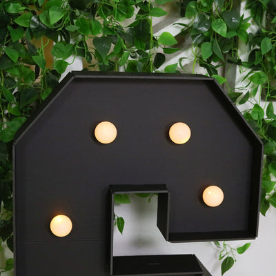 Giant LED Marquee Light Up Letter ’S’ Black 4ft Pre-Cut Foam Board with 10 Warm White Battery Operated LEDs Glue Gun