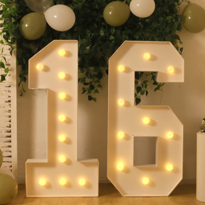 Giant LED Marquee Light Up Number ’1’’ White 4ft Pre-Cut Foam Board with 10 Warm White Battery Operated LEDs Glue Gun