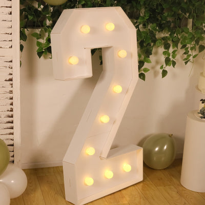 Giant LED Marquee Light Up Number ’2’’ White 4ft Pre-Cut Foam Board with 10 Warm White Battery Operated LEDs Glue Gun