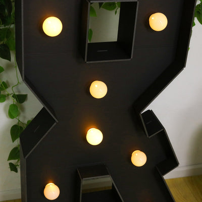 Giant LED Marquee Light Up Symbol ’&’ Black 4ft Pre-Cut Foam Board with 10 Warm White Battery Operated LEDs Glue Gun
