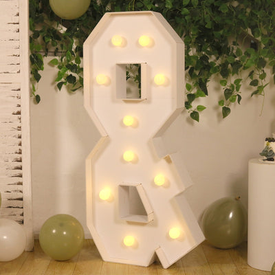 Giant LED Marquee Light Up Symbol ’&’ White 4ft Pre-Cut Foam Board with 10 Warm White Battery Operated LEDs Glue Gun