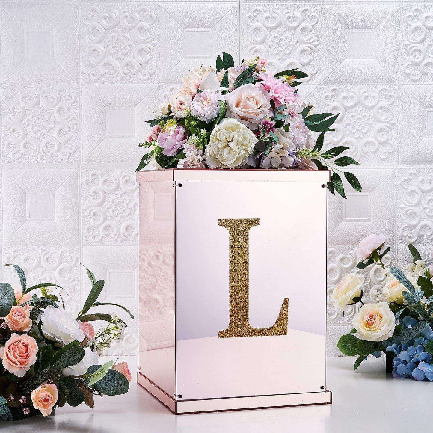 Decorative Rhinestone Alphabet "L" Letter Stickers, Glitter Adhesive Craft Letters Gold DIY Sparkle Embellishments 8"