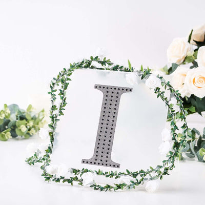 Decorative Rhinestone Alphabet "I" Letter Stickers, Glitter Adhesive Craft Letters Black DIY Sparkle Embellishments 8"