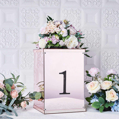 Decorative Rhinestone Number "1" Stickers, Glitter Adhesive Craft Numbers Black DIY Sparkle Embellishments 6"