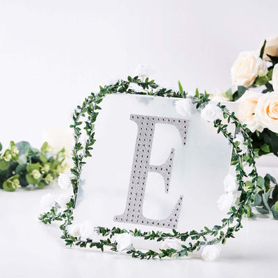 Decorative Rhinestone Alphabet "E" Letter Stickers, Glitter Adhesive Craft Letters Silver DIY Sparkle Embellishments 8"