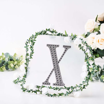 Decorative Rhinestone Alphabet "X" Letter Stickers, Glitter Adhesive Craft Letters Black DIY Sparkle Embellishments 8"