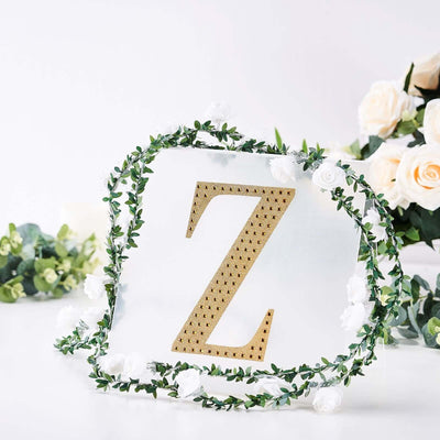 Decorative Rhinestone Alphabet "Z" Letter Stickers, Glitter Adhesive Craft Letters Gold DIY Sparkle Embellishments 8"