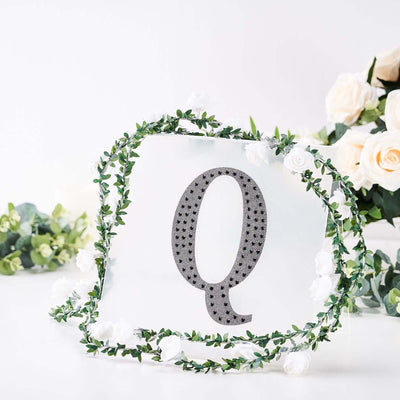 Decorative Rhinestone Alphabet "Q" Letter Stickers, Glitter Adhesive Craft Letters Black DIY Sparkle Embellishments 8"