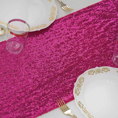 Sequin 12"x108" Table Runner Fuchsia - Glittering Design