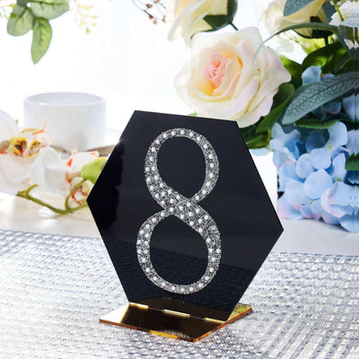 Decorative Rhinestone Number "8" Stickers, Glitter Adhesive Craft Numbers Silver DIY Sparkle Embellishments 4"