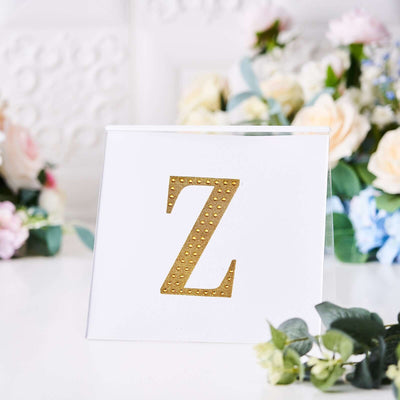 Decorative Rhinestone Alphabet "Z" Letter Stickers, Glitter Adhesive Craft Letters Gold DIY Sparkle Embellishments 4"