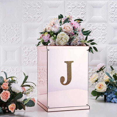 Decorative Rhinestone Alphabet "J" Letter Stickers, Glitter Adhesive Craft Letters Gold DIY Sparkle Embellishments 6"
