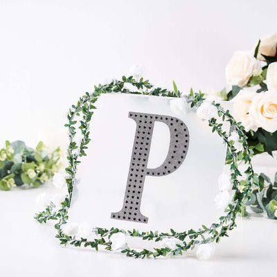 Decorative Rhinestone Alphabet "P" Letter Stickers, Glitter Adhesive Craft Letters Black DIY Sparkle Embellishments 8"