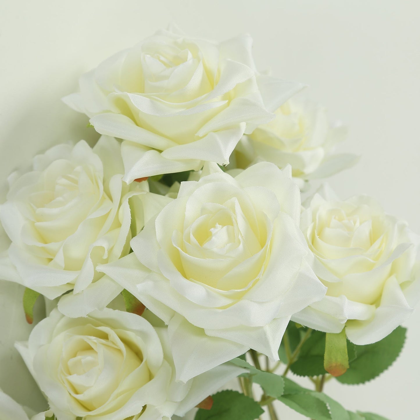 2 Bouquets 17" Ivory Real Touch Artificial Silk Rose Flower Bushes