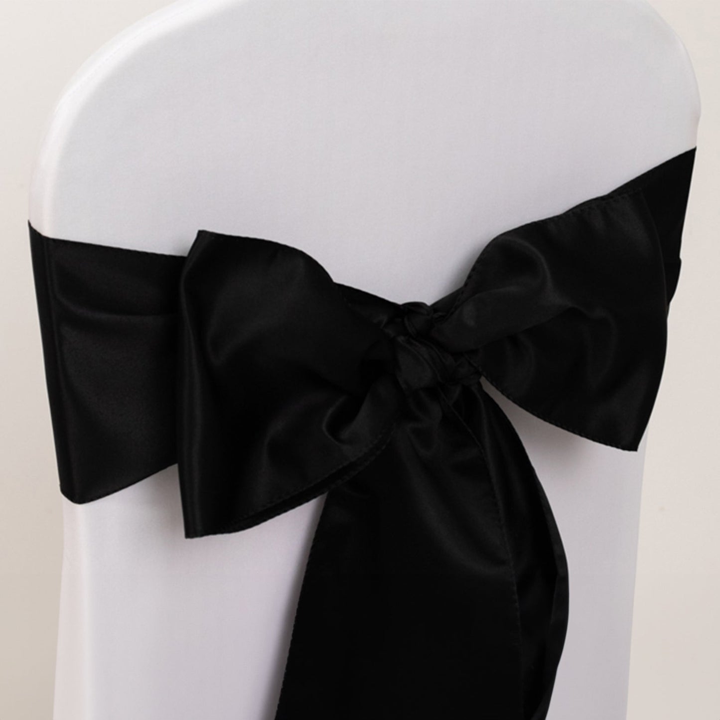 5 Pack Lamour Satin 6"x106" Chair Sashes Black - Stylish Reusable Decorative Bows for Weddings & Gatherings