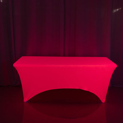 Glow Neon Fuchsia Fitted Spandex Tablecloth – 6ft Rectangle Wrinkle-Free Cover - Tablecloths