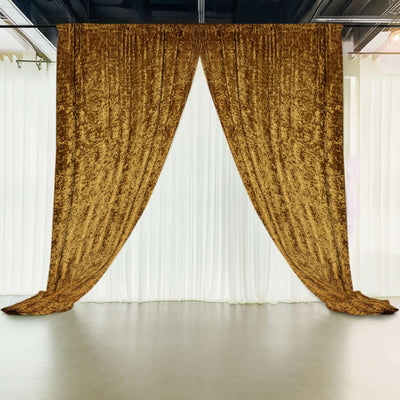 Gold Crushed Velvet Backdrop Curtain – 5ft x 12ft Event Drape with Rod Pocket Privacy Panel for Photo Booths & Events