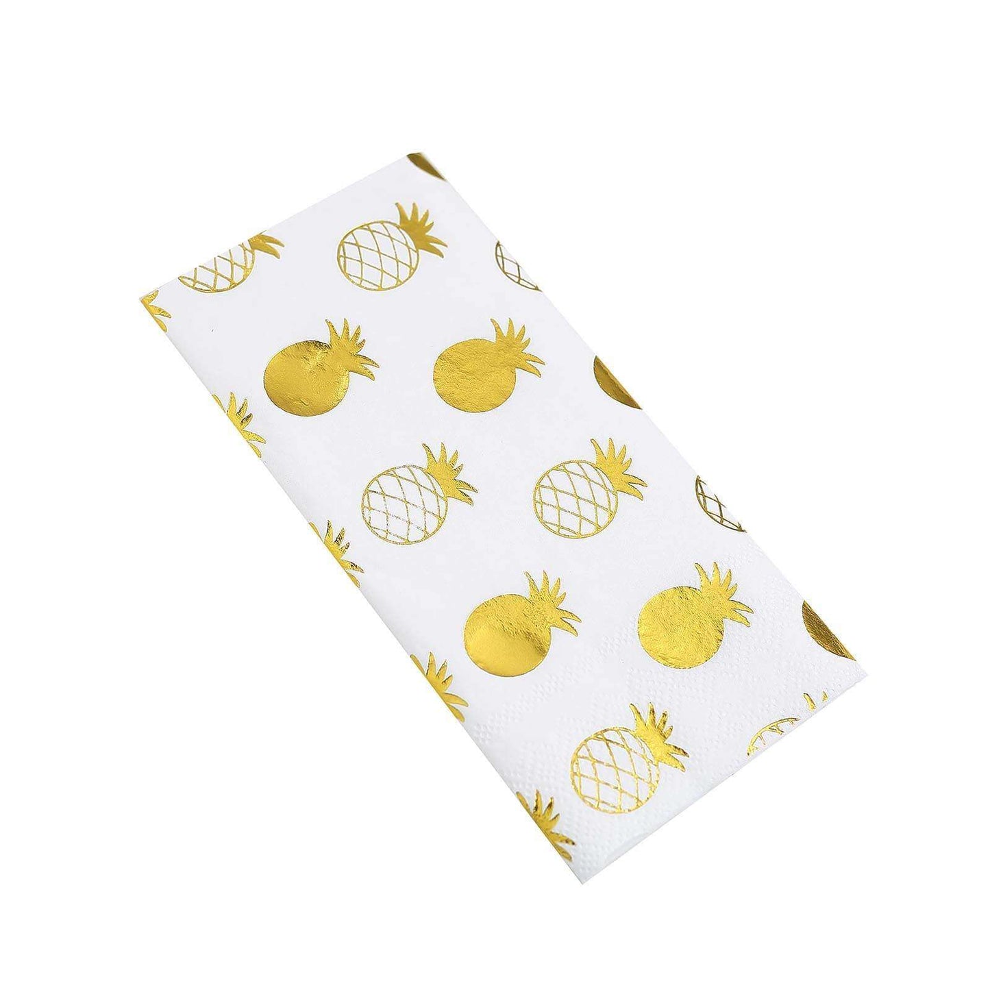 20-Pack Paper Dinner Napkins with Pineapple Design Metallic Gold - Disposable 3 Ply Cocktail Napkins for Parties