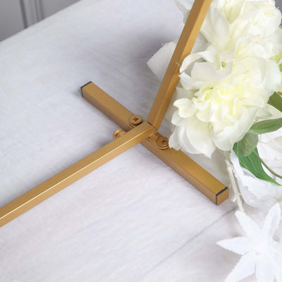 Hexagon Wedding Arch Table Centerpiece Metal Gold - Self-Standing Geometric Flower Balloon Stand 21"