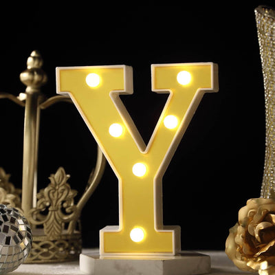 3D Marquee Letter "Y" Warm White 6 LED Lights Gold - Chic Light-Up Decor for Events 6"