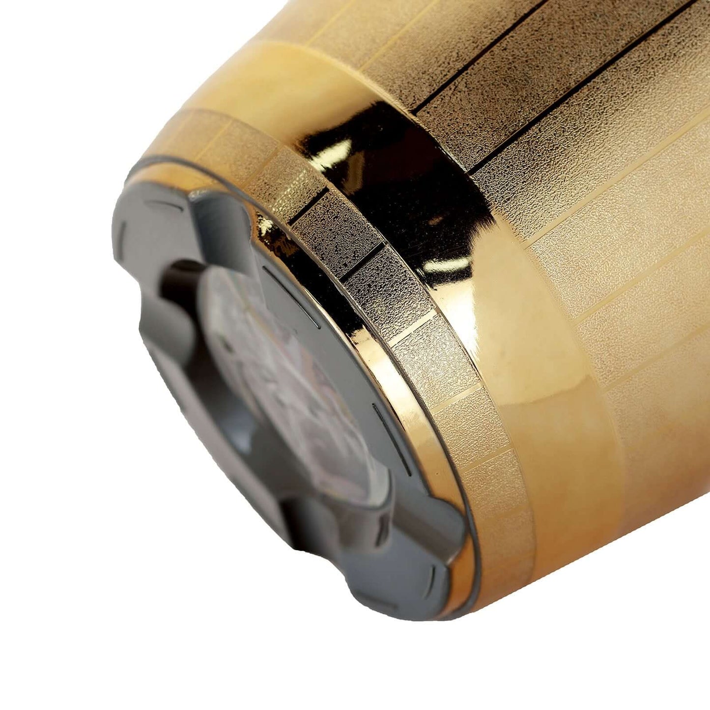 14" Gold Shiny Finished Rim Large Barrel Planter Pot, Indoor Outdoor Decorative Flower Pot