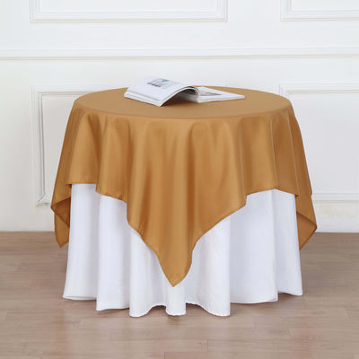 Polyester 54"x54" Table Overlay Square Tablecloth Gold - Wrinkle-Resistant & Durable Table Cover for Events