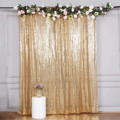 8ftx8ft Gold Sequin Event Curtain Drapes, Backdrop Event Panel