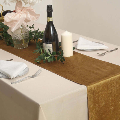 Premium Velvet 12"x108" Table Runner Gold - Sheen Finish & Reusable Table Decor for Weddings & Events