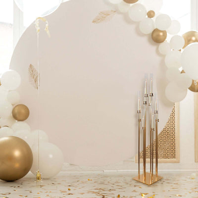 10-Arm Cluster Taper Candle Holder Gold with Clear Glass Shades - Stylish Large Candle Arrangement for Gatherings 50"