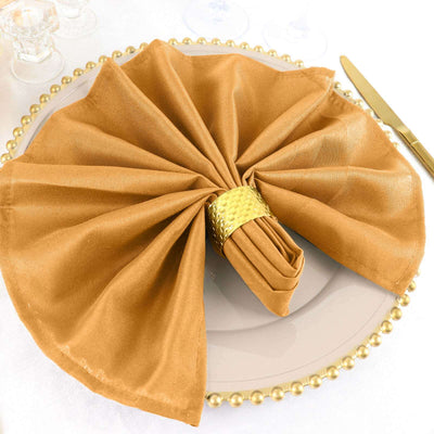 5 Pack Polyester 20"x20" Napkins Gold - Wrinkle Resistant & Easy Care Cloth Napkins for Special Occasions