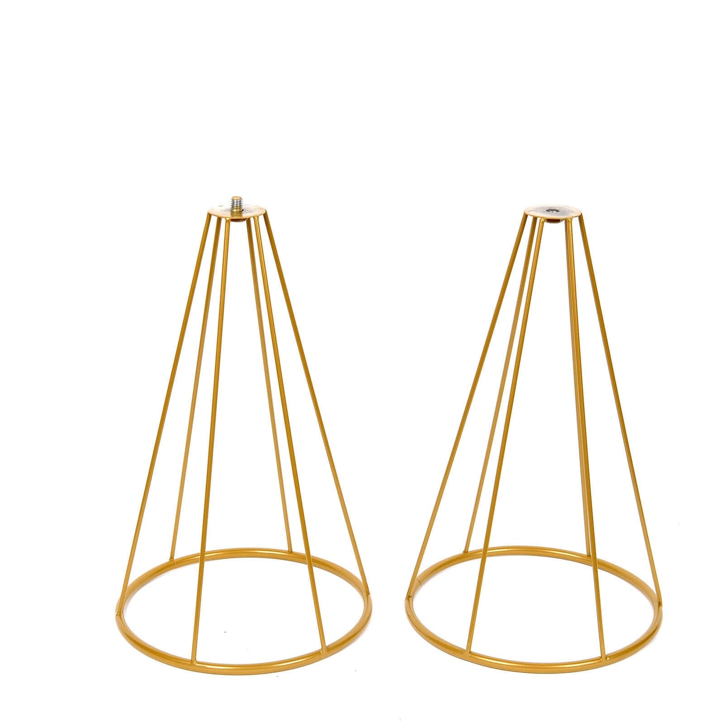 Dual Cone Reversible Flower Stand Gold Metal Geometric Pedestal - Wedding Centerpiece 27"
