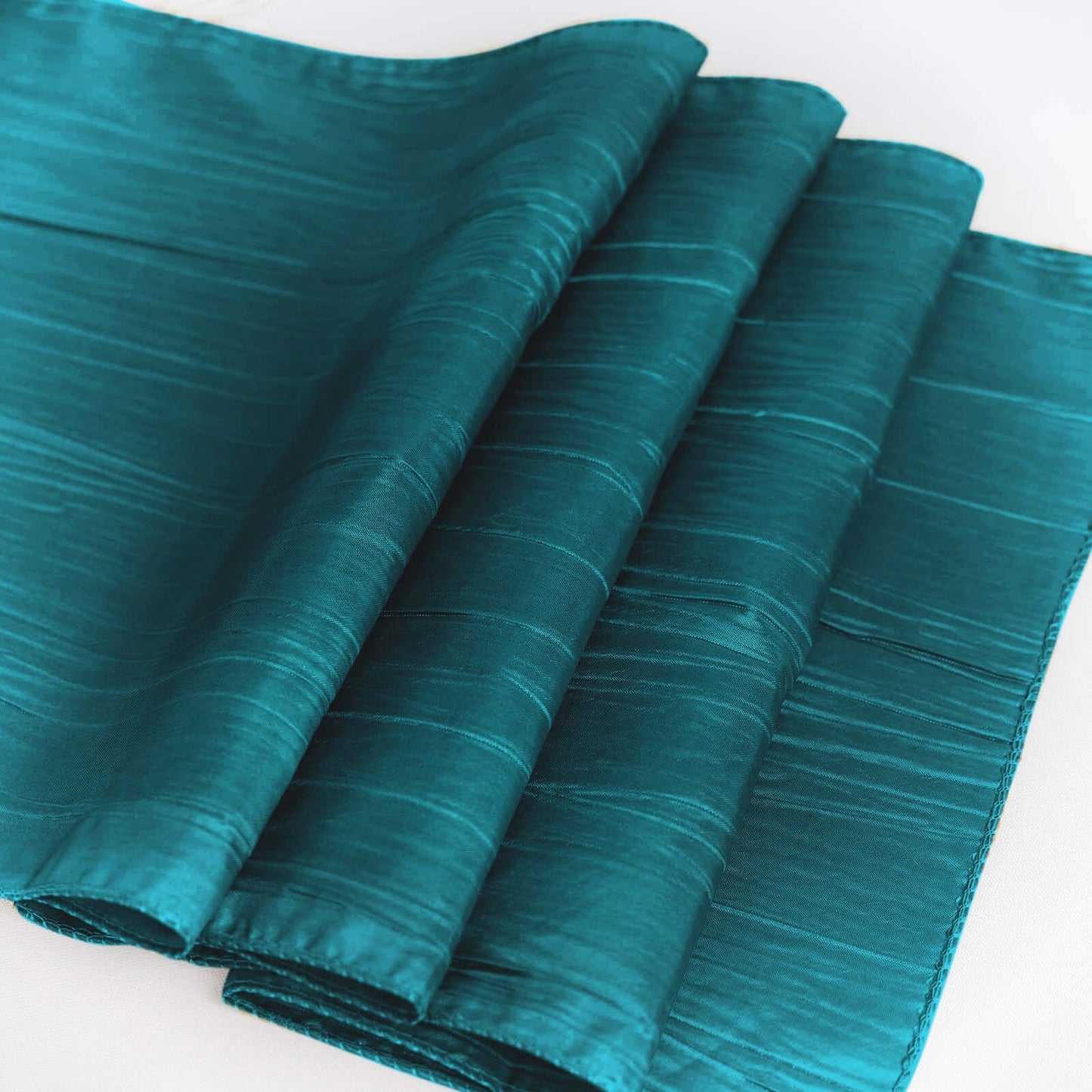 Taffeta 12"x108" Table Runner Teal - Accordion Crinkle Design