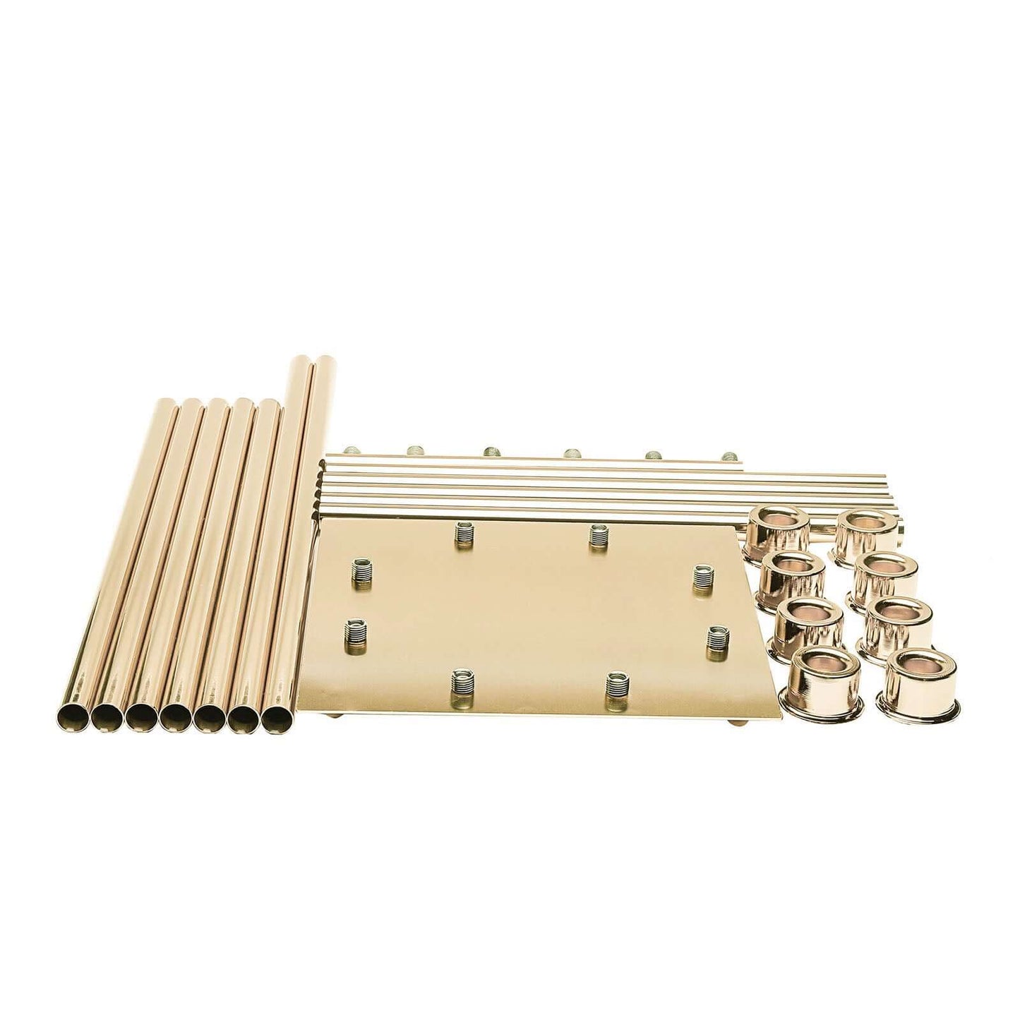 8 Arm Cluster Taper Candle Holder Gold - Stunning Large Candle Arrangement With Clear Glass Shades for Grand Banquets & Celebrations 42"